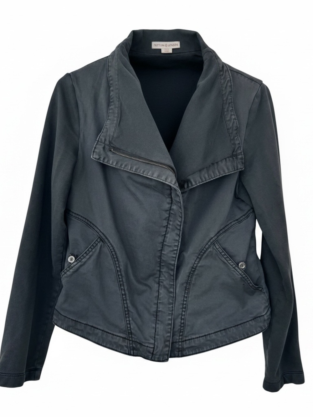 Peyton Jensen Charcoal Utility Jacket with Shawl Collar - Medium - Flawed